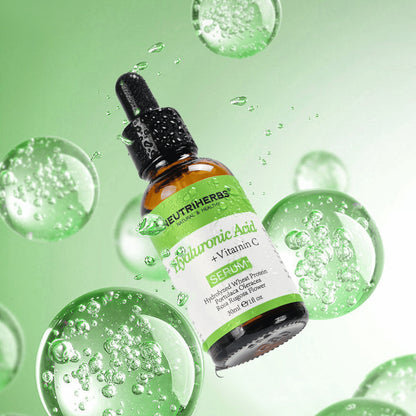Neutriherbs Hyaluronic Acid + Vitamin C Serum 30 ml med hyaluronsyra och vitamin C. Återfuktande ansiktsserum som ger intensiv fukt, förbättrar hudens lyster och hjälper till att minska fina linjer för en mjuk och fräsch hud.