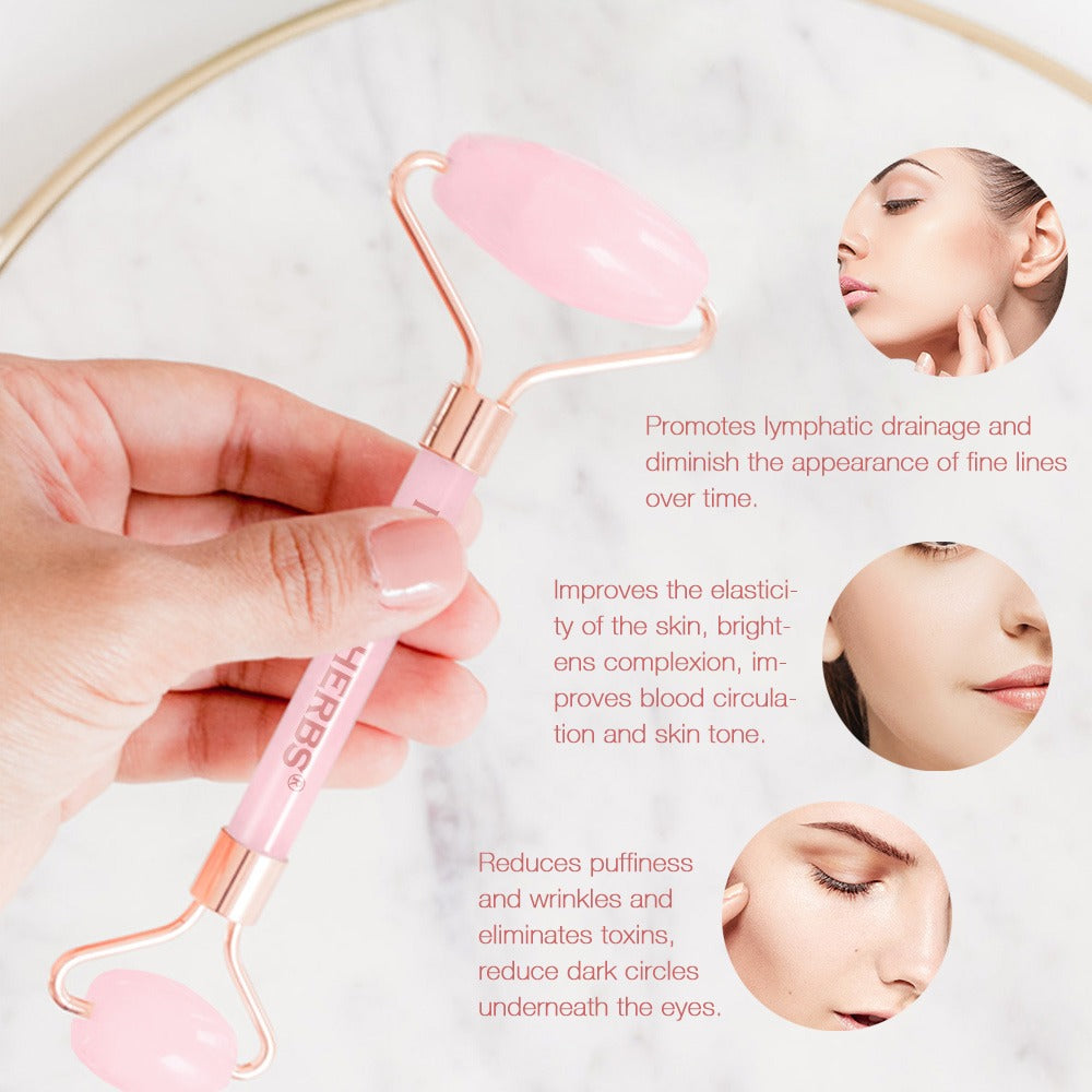 Neutriherbs Rose Quartz Face Roller för ansiktsmassage, lymfdränage och minskad svullnad.